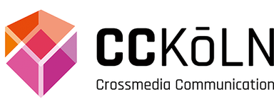 CCKöln, Gesellschaft für crossmediale Kommunikation mbH Colorful three-dimensional cube shape in orange, pink, and purple next to the text 'ccköln Crossmedia Communication'.