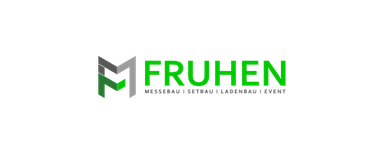 Fruhen Messebau GmbH & Co. KG Logo with green text 'FRUHEN' and stylized letter 'M' in gray and green.